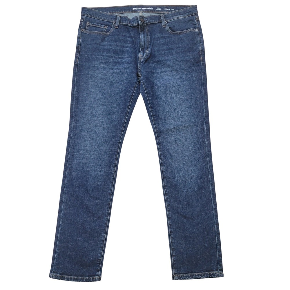 Amazon Essentials Mens Skinny Fit Jeans 38x32 Dark Wash - Picture 1 of 6